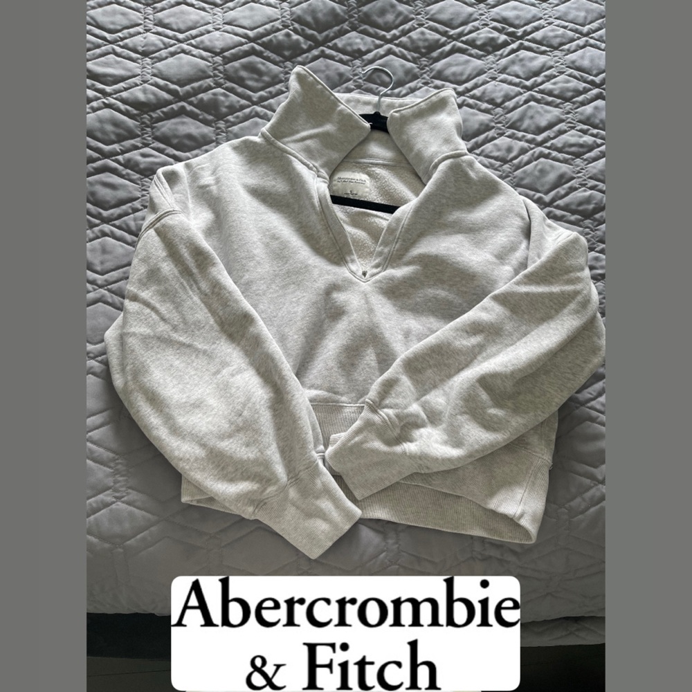 Gray Abercrombie Quarter-Zip Sweatshirt